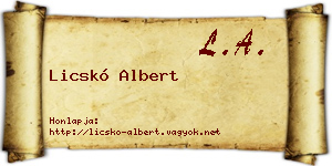 Licskó Albert névjegykártya